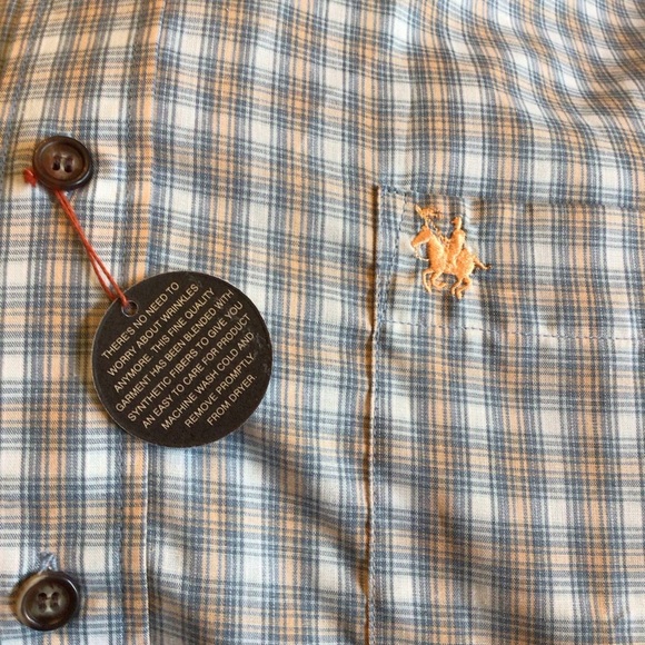 Knights Sportswear Mens Big & Tall Blue Plaid Short Sleeve Button Up Shirt LT - Picture 9 of 9